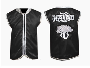 Custom Muay Thai Walk in Jacket / Cornerman Jacket : Black/Silver